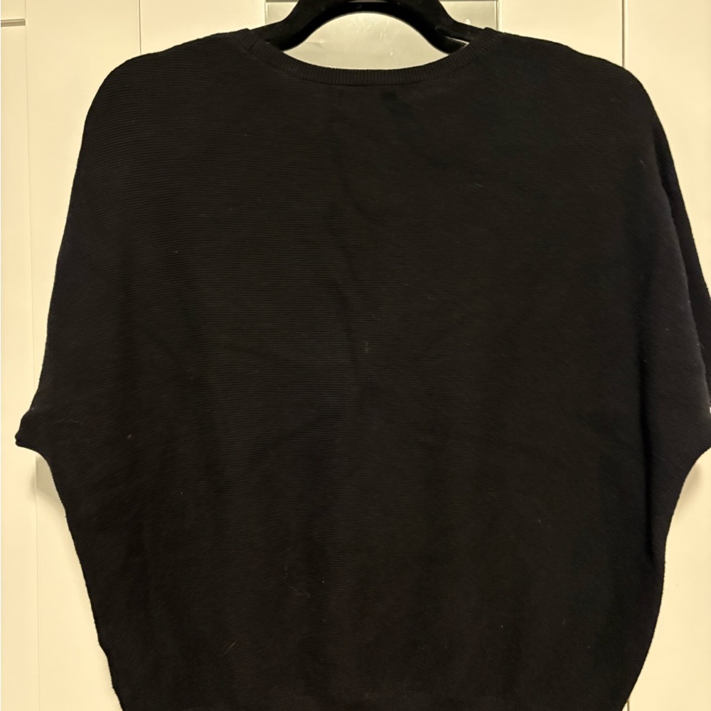 Quince Black Lightweight Cotton Cashmere Link-Stitch Dolman Sweater - Picture 6 of 10